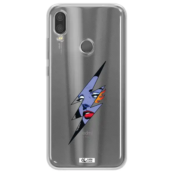 a lightning bolt with a woman's face Xiaomi Redmi Note 7 Clear TPU Case
