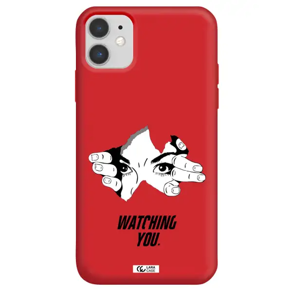 a hand with a hole in the wall Apple iPhone 11 Silicone Imperial Red Case
