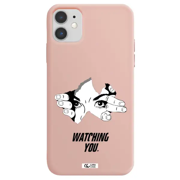 a hand with a hole in the wall Apple iPhone 11 Silicone pastel pink Case