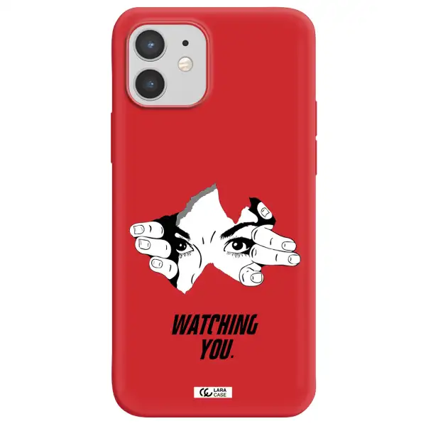 a hand with a hole in the wall Apple iPhone 12 mini Silicone Imperial Red Case