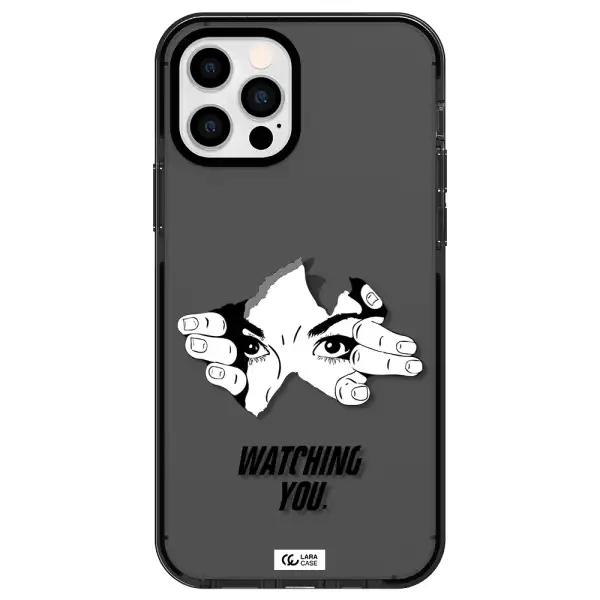 a hand with a hole in the wall Apple iPhone 12 pro impact Smoke Black Case