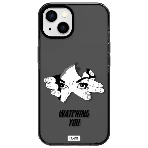 a hand with a hole in the wall Apple iPhone 13 impact Smoke Black Case