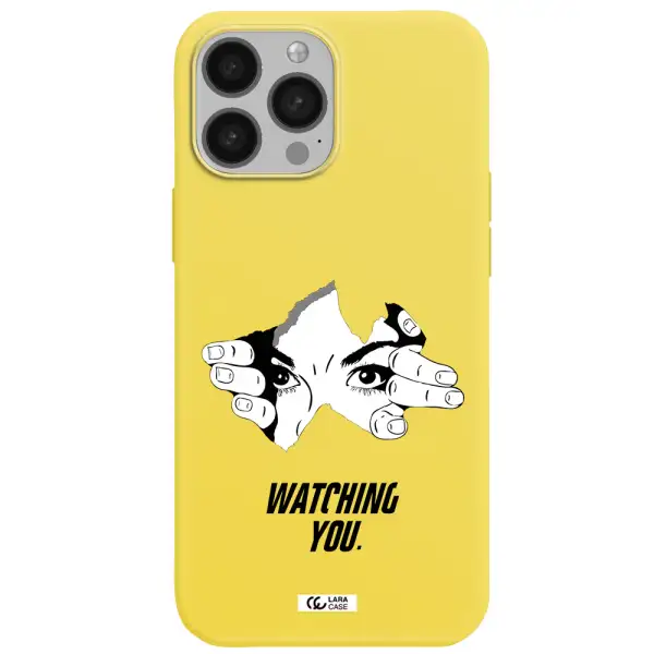 a hand with a hole in the wall Apple iPhone 13 Pro Max Silicone canary yellow Case