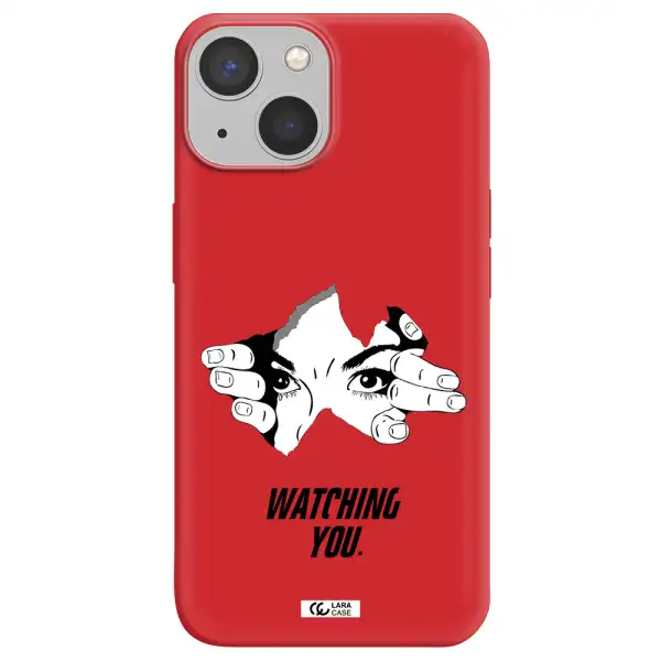 a hand with a hole in the wall Apple iPhone 13 Silicone Imperial Red Case