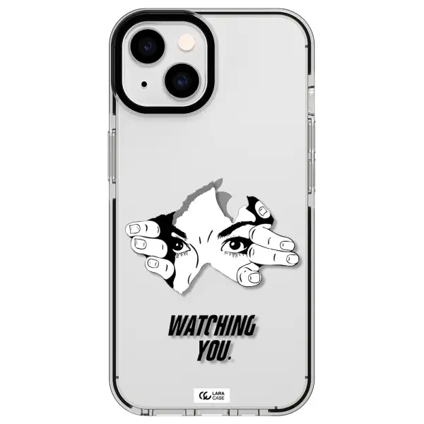 a hand with a hole in the wall Apple iPhone 14 impact black border Case