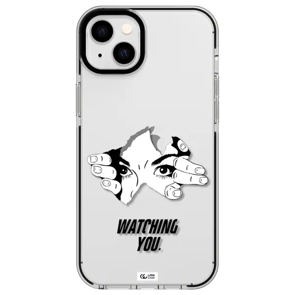 a hand with a hole in the wall Apple iPhone 14 plus impact black border Case