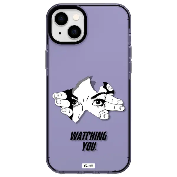 a hand with a hole in the wall Apple iPhone 14 plus impact Lilac Case