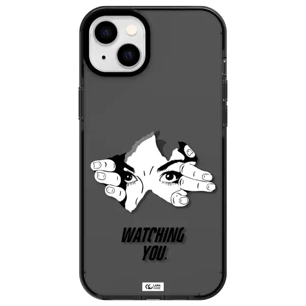 a hand with a hole in the wall Apple iPhone 14 plus impact Smoke Black Case
