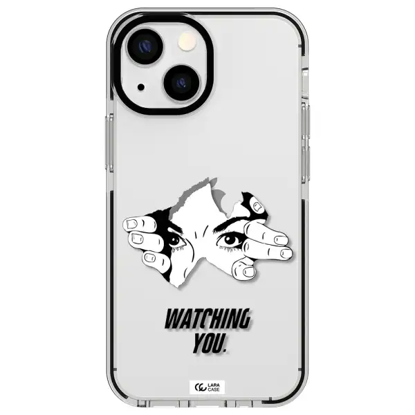 a hand with a hole in the wall Apple iPhone 15 Plus impact black border Case