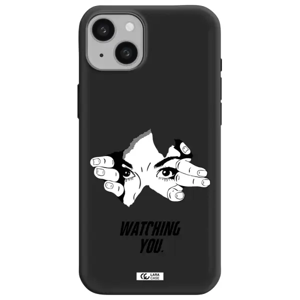 a hand with a hole in the wall Apple iphone 15 plus Silicone black Case