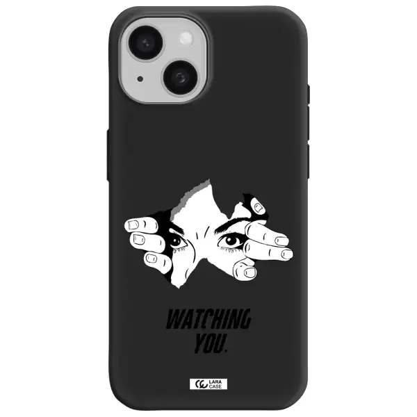 a hand with a hole in the wall Apple iPhone 15 Silicone black Case