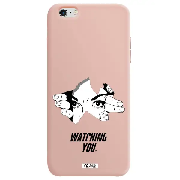 a hand with a hole in the wall Apple iPhone 6 plus Silicone pastel pink Case