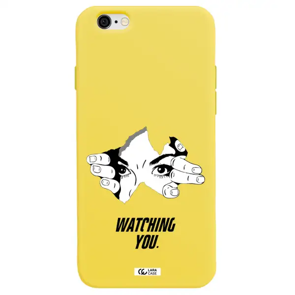a hand with a hole in the wall Apple iPhone 6 Silicone canary yellow Case