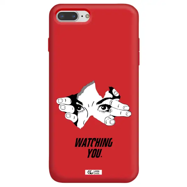 a hand with a hole in the wall Apple iPhone 7 plus Silicone Imperial Red Case
