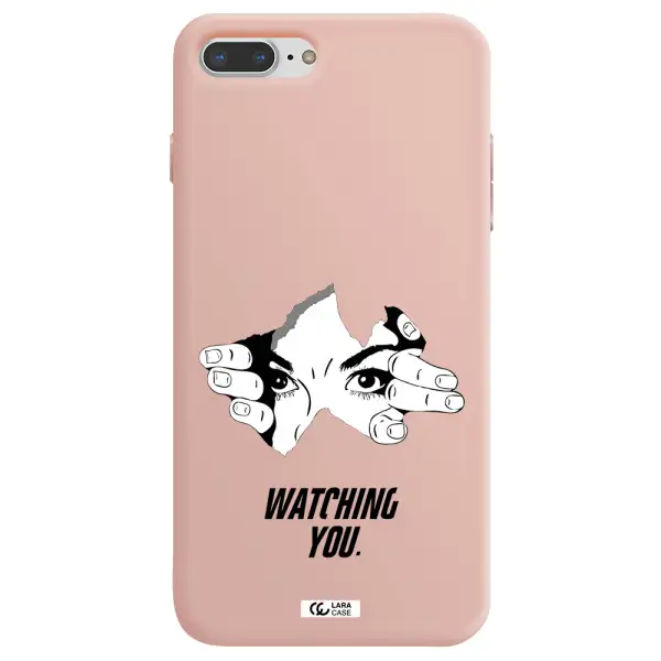 a hand with a hole in the wall Apple iPhone 7 plus Silicone pastel pink Case