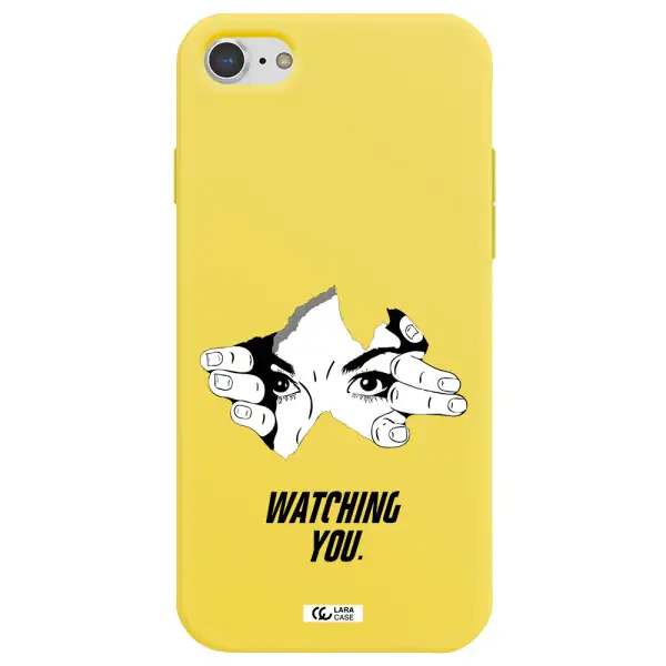 a hand with a hole in the wall Apple iPhone 7 Silicone canary yellow Case