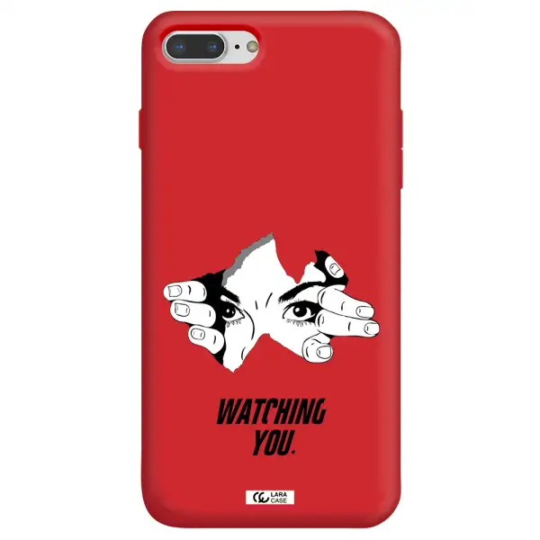 a hand with a hole in the wall Apple iPhone 8 plus Silicone Imperial Red Case