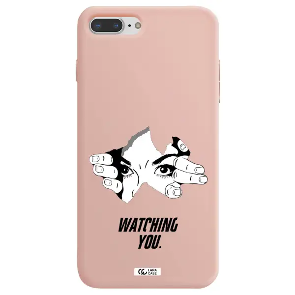 a hand with a hole in the wall Apple iPhone 8 plus Silicone pastel pink Case