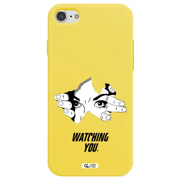 a hand with a hole in the wall Apple iPhone 8 Silicone canary yellow Case
