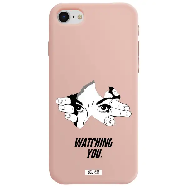 a hand with a hole in the wall Apple iPhone se 2020 Silicone pastel pink Case