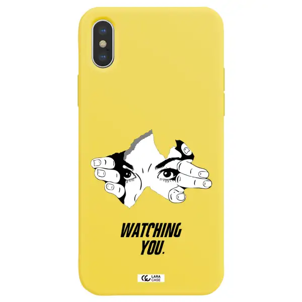 a hand with a hole in the wall Apple iPhone X Silicone canary yellow Case