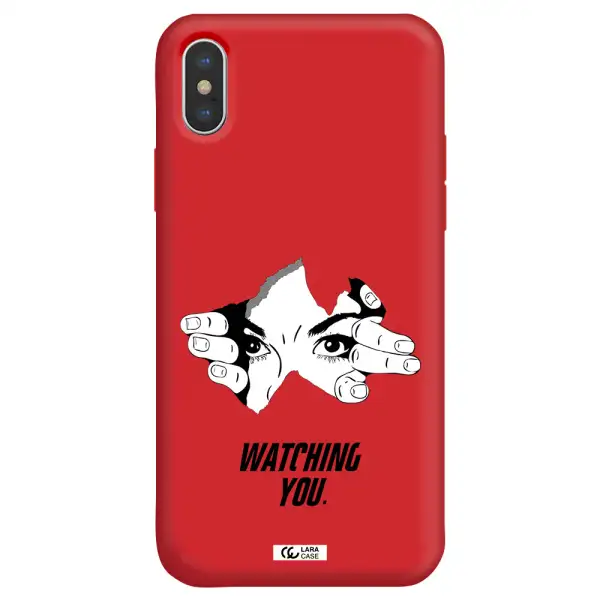 a hand with a hole in the wall Apple iPhone X Silicone Imperial Red Case