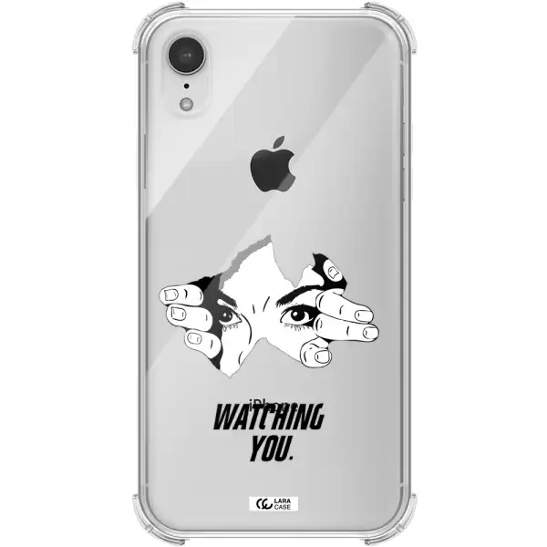 a hand with a hole in the wall Apple iPhone XR Clear PC Case