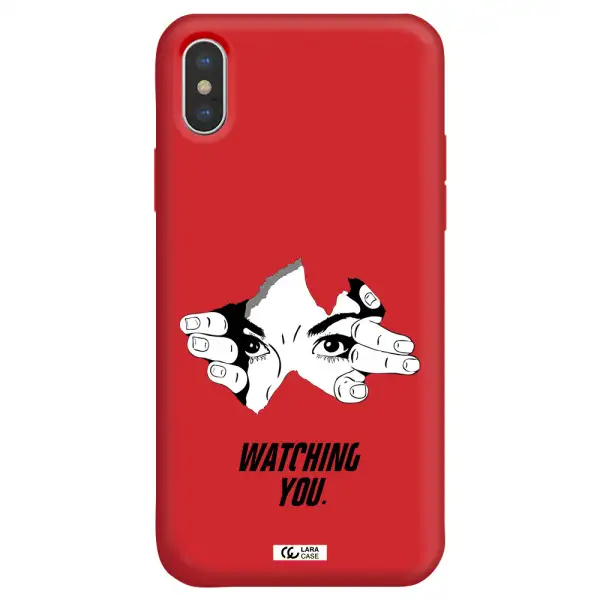 a hand with a hole in the wall Apple iPhone XS Silicone Imperial Red Case