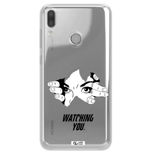 a hand with a hole in the wall Huawei Y7 2019 Clear TPU Case