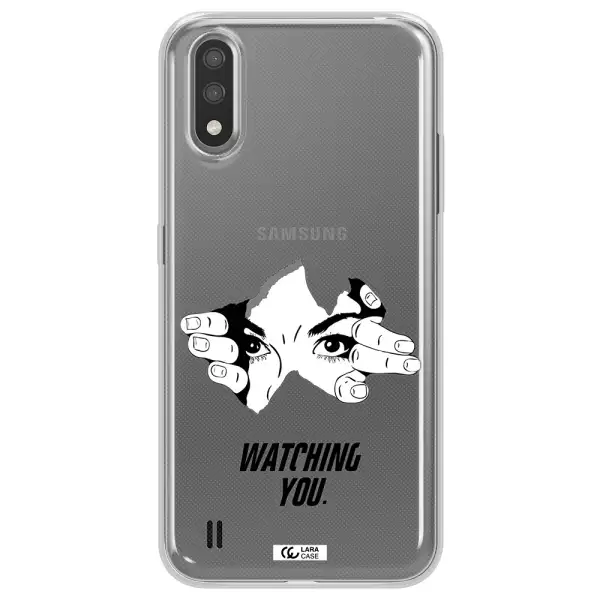 a hand with a hole in the wall Samsung A01 Clear TPU Case