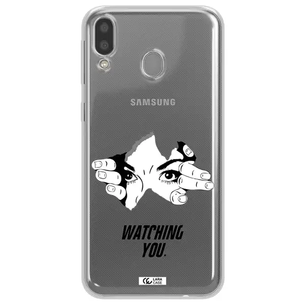 a hand with a hole in the wall Samsung M20 Clear TPU Case