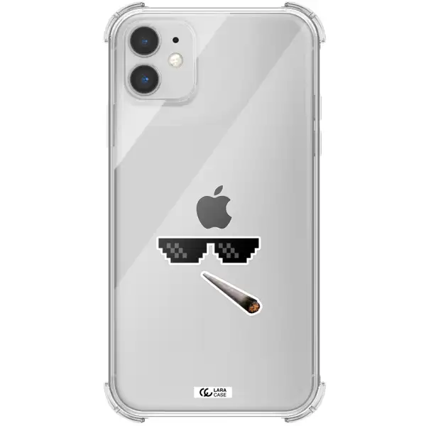 a cigarette and sunglasses Apple iPhone 11 Clear PC Case