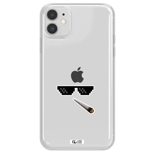 a cigarette and sunglasses Apple iPhone 11 Clear TPU Case