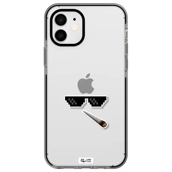 a cigarette and sunglasses Apple iPhone 11 impact black border Case