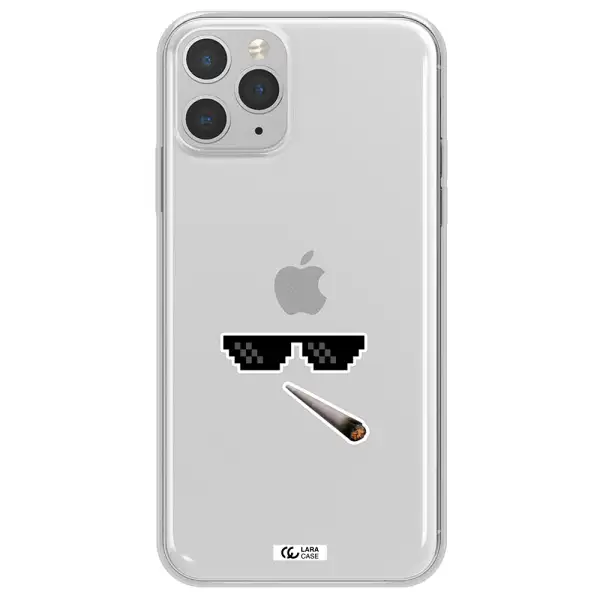 a cigarette and sunglasses Apple iPhone 11 pro Clear TPU Case