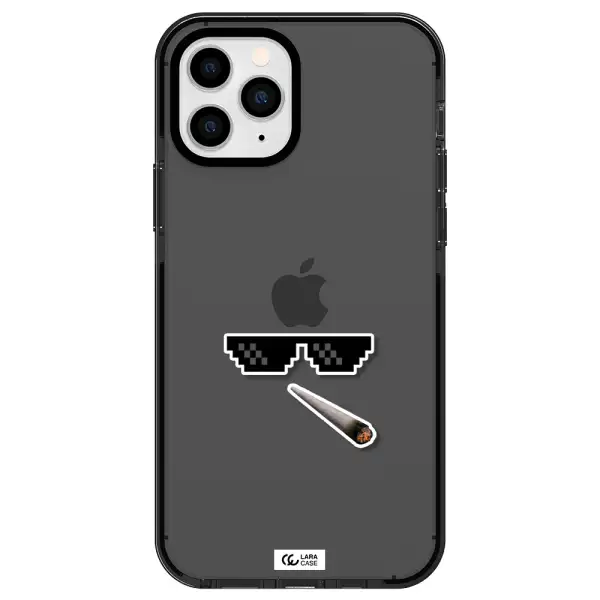 a cigarette and sunglasses Apple iPhone 11 pro impact Smoke Black Case