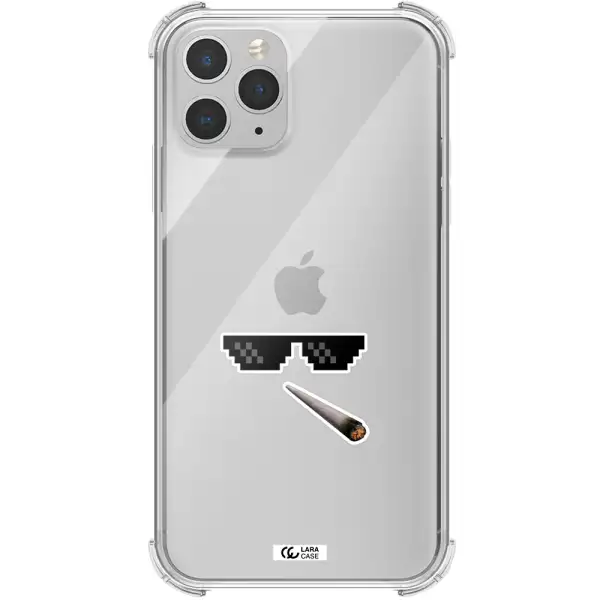 a cigarette and sunglasses Apple iPhone 11 pro max Clear PC Case