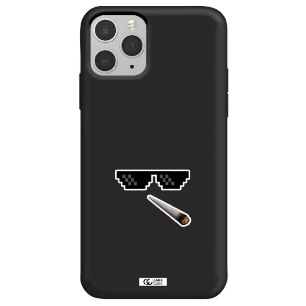 a cigarette and sunglasses Apple iPhone 11 pro max Silicone black Case