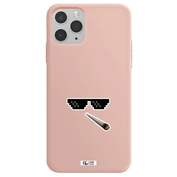 a cigarette and sunglasses Apple iPhone 11 pro max Silicone pastel pink Case