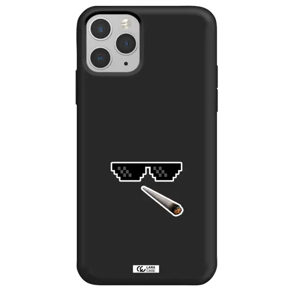 a cigarette and sunglasses Apple iPhone 11 pro Silicone black Case