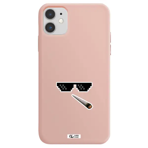 a cigarette and sunglasses Apple iPhone 11 Silicone pastel pink Case