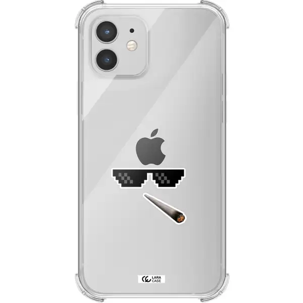 a cigarette and sunglasses Apple iPhone 12 Clear PC Case