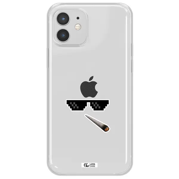 a cigarette and sunglasses Apple iPhone 12 mini Clear TPU Case