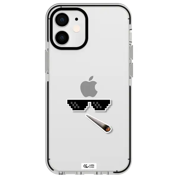 a cigarette and sunglasses Apple iPhone 12 mini impact black border Case