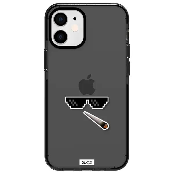 a cigarette and sunglasses Apple iPhone 12 mini impact Smoke Black Case
