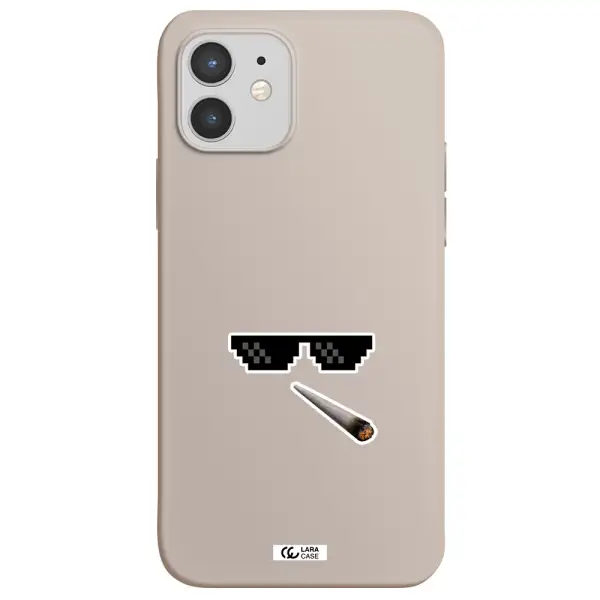 a cigarette and sunglasses Apple iPhone 12 mini Silicone Stone Case