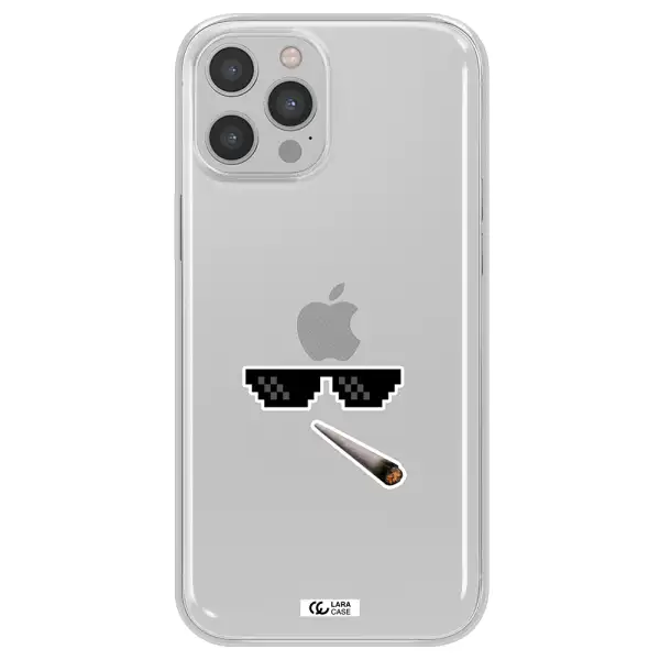 a cigarette and sunglasses Apple iPhone 12 pro Clear TPU Case