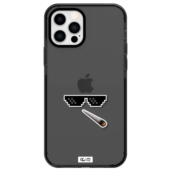 a cigarette and sunglasses Apple iPhone 12 pro impact Smoke Black Case