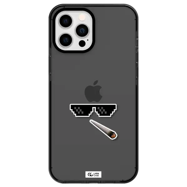 a cigarette and sunglasses Apple iPhone 12 pro max impact Smoke Black Case