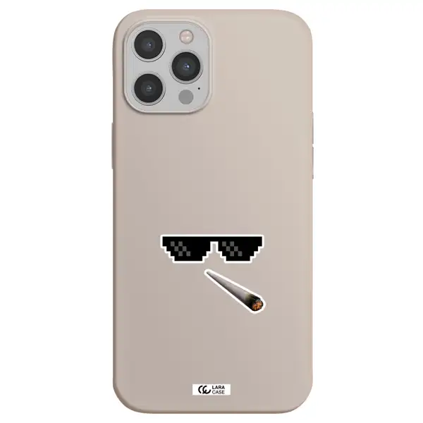 a cigarette and sunglasses Apple iPhone 12 pro Silicone Stone Case